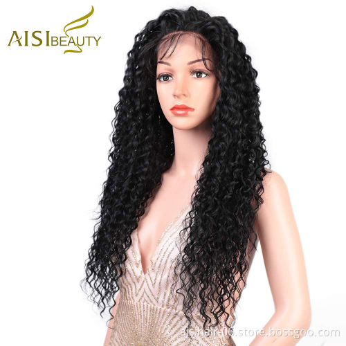 Aisi Beauty Wholesale Cheap Vendor Long Wavy Kinky Curly 13x6 Black Lace Front Synthetic Hair For Black Women Lace Front Wig